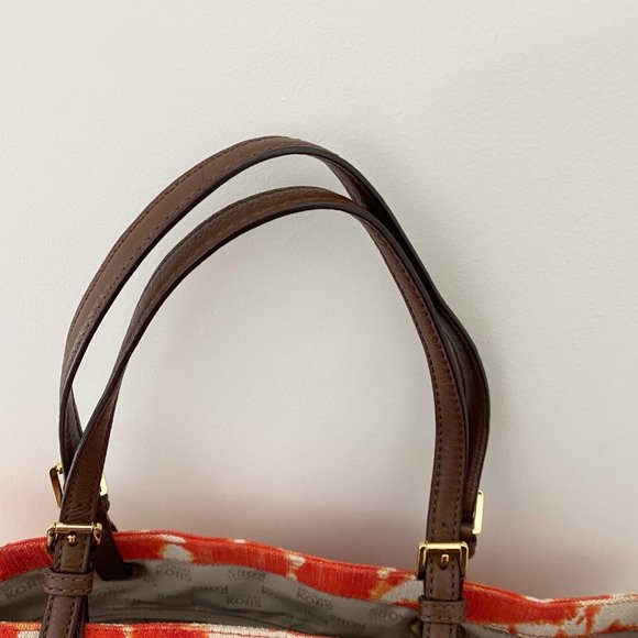 Michael Kors Jet Set Tie Dye Grab Bag Canvas Tote Persimmon Orange - Picture 3 of 8